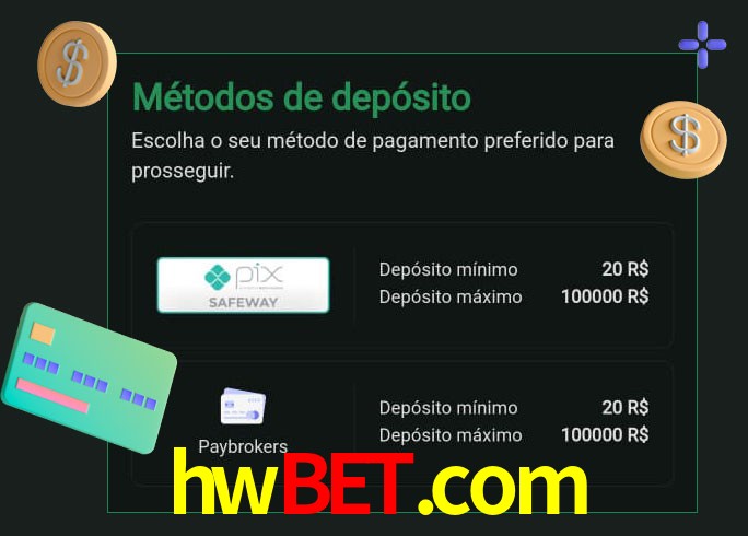 O cassino hwbet.com oferece uma grande variedade de métodos de pagamento